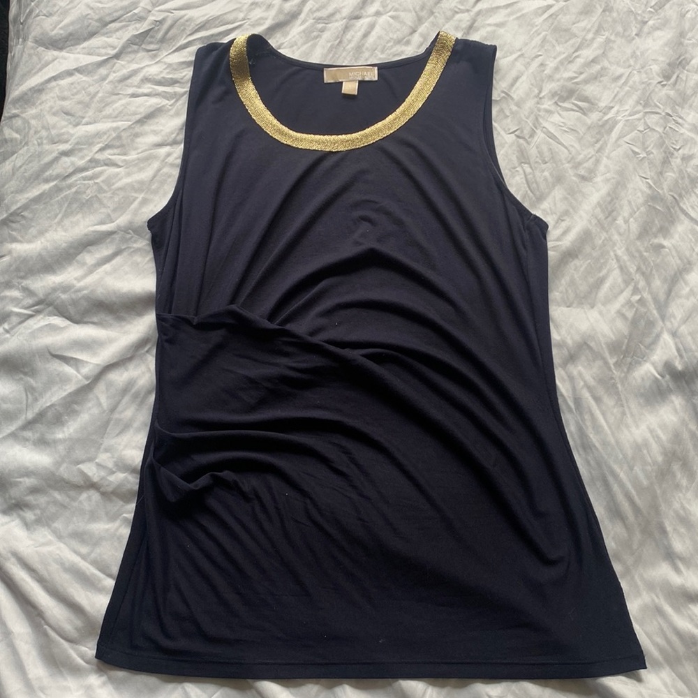Michael Kors Gold Neck Drape Tank L